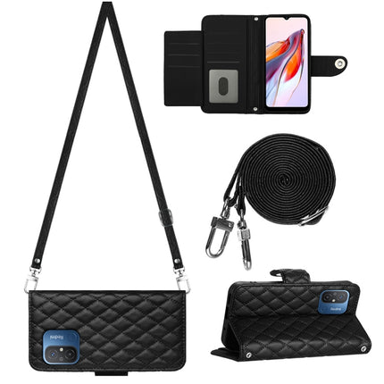 Rhombic Texture Flip Leather Phone Case with Long Lanyard, For Xiaomi Redmi Note 12S 4G Global, For Xiaomi Redmi Note 12 4G Global, For Xiaomi Redmi 12C / 11A / Poco C55, For Xiaomi Redmi Note 12 Pro+ 5G Global