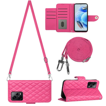 Rhombic Texture Flip Leather Phone Case with Long Lanyard, For Xiaomi Redmi Note 12S 4G Global, For Xiaomi Redmi Note 12 4G Global, For Xiaomi Redmi 12C / 11A / Poco C55, For Xiaomi Redmi Note 12 Pro+ 5G Global