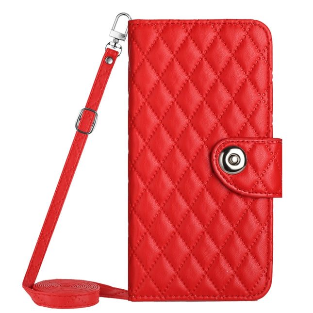 Rhombic Texture Flip Leather Phone Case with Long Lanyard, For Xiaomi Redmi Note 12 Pro 5G Global, For Xiaomi Redmi Note 12 Pro Speed, For Xiaomi Redmi Note 12 5G Global / Poco X5, For Xiaomi Redmi Note 11 Pro 5G/4G Global
