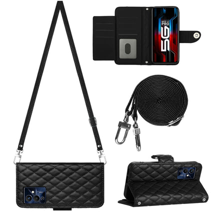 Rhombic Texture Flip Leather Phone Case with Long Lanyard, For Xiaomi Redmi Note 12 Pro 5G Global, For Xiaomi Redmi Note 12 Pro Speed, For Xiaomi Redmi Note 12 5G Global / Poco X5, For Xiaomi Redmi Note 11 Pro 5G/4G Global