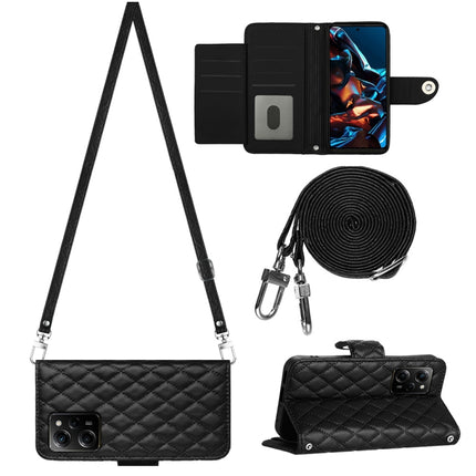Rhombic Texture Flip Leather Phone Case with Long Lanyard, For Xiaomi Redmi Note 12 Pro 5G Global, For Xiaomi Redmi Note 12 Pro Speed, For Xiaomi Redmi Note 12 5G Global / Poco X5, For Xiaomi Redmi Note 11 Pro 5G/4G Global