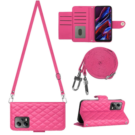 Rhombic Texture Flip Leather Phone Case with Long Lanyard, For Xiaomi Redmi Note 12 Pro 5G Global, For Xiaomi Redmi Note 12 Pro Speed, For Xiaomi Redmi Note 12 5G Global / Poco X5, For Xiaomi Redmi Note 11 Pro 5G/4G Global