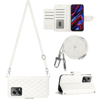 Rhombic Texture Flip Leather Phone Case with Long Lanyard, For Xiaomi Redmi Note 12 Pro 5G Global, For Xiaomi Redmi Note 12 Pro Speed, For Xiaomi Redmi Note 12 5G Global / Poco X5, For Xiaomi Redmi Note 11 Pro 5G/4G Global