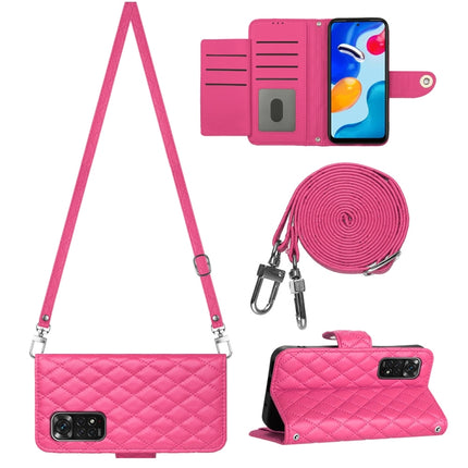 Rhombic Texture Flip Leather Phone Case with Long Lanyard, For Xiaomi Redmi Note 11S / Note 11 Global