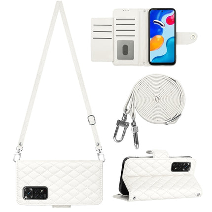 Rhombic Texture Flip Leather Phone Case with Long Lanyard, For Xiaomi Redmi Note 11S / Note 11 Global
