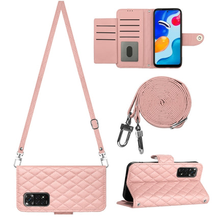 Rhombic Texture Flip Leather Phone Case with Long Lanyard, For Xiaomi Redmi Note 11S / Note 11 Global