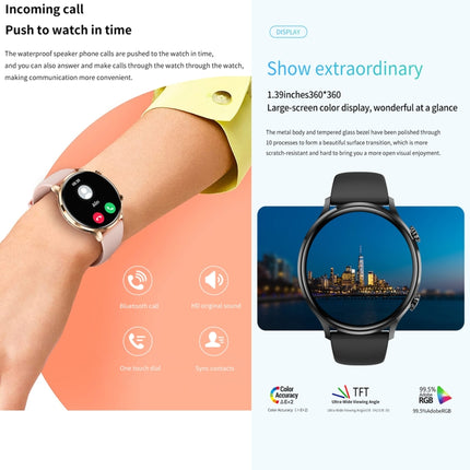 QS40 1.39 inch BT5.2 Smart Sport Watch, Support Bluetooth Call / Sleep / Blood Oxygen / Temperature / Heart Rate / Blood Pressure Health Monitor