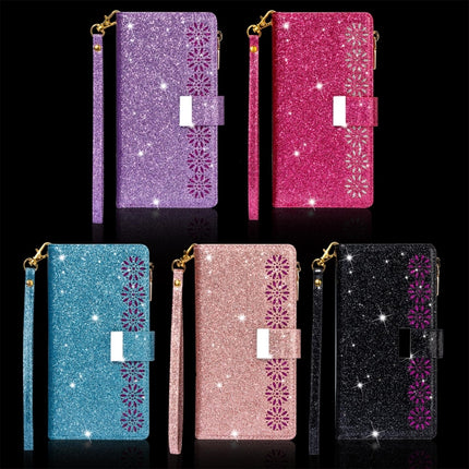Multi-card Slots Starry Sky Laser Carving Glitter Zipper Horizontal Flip Leather Case with Holder & Wallet & Lanyard, For Samsung Galaxy A20e /  A10e, For Samsung Galaxy A40, For Samsung Galaxy M40 / A60, For Samsung Galaxy A6 (2018)
