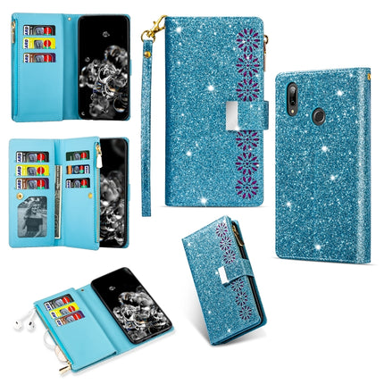 Multi-card Slots Starry Sky Laser Carving Glitter Zipper Horizontal Flip Leather Case with Holder & Wallet & Lanyard, For Samsung Galaxy A20e /  A10e, For Samsung Galaxy A40, For Samsung Galaxy M40 / A60, For Samsung Galaxy A6 (2018)