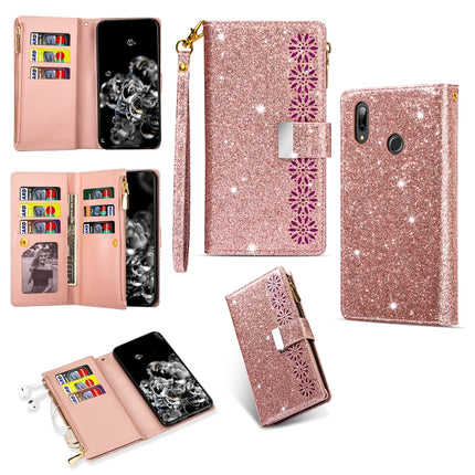 Multi-card Slots Starry Sky Laser Carving Glitter Zipper Horizontal Flip Leather Case with Holder & Wallet & Lanyard, For Samsung Galaxy A20e /  A10e, For Samsung Galaxy A40, For Samsung Galaxy M40 / A60, For Samsung Galaxy A6 (2018)