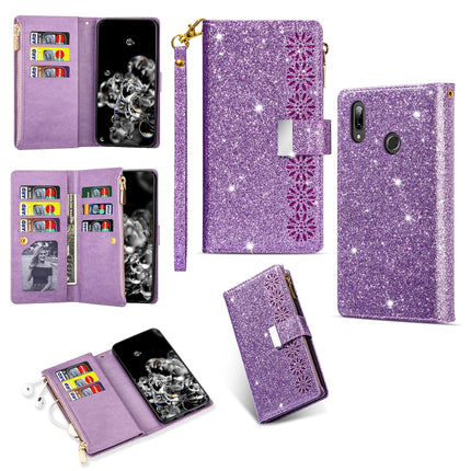 Multi-card Slots Starry Sky Laser Carving Glitter Zipper Horizontal Flip Leather Case with Holder & Wallet & Lanyard, For Samsung Galaxy A20e /  A10e, For Samsung Galaxy A40, For Samsung Galaxy M40 / A60, For Samsung Galaxy A6 (2018)
