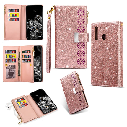 Multi-card Slots Starry Sky Laser Carving Glitter Zipper Horizontal Flip Leather Case with Holder & Wallet & Lanyard, For Samsung Galaxy A21, For Samsung Galaxy A30 / A20, For Samsung Galaxy A50 / A30s / A50s, For Samsung Galaxy A70 / A70s