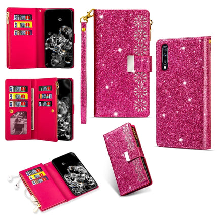 Multi-card Slots Starry Sky Laser Carving Glitter Zipper Horizontal Flip Leather Case with Holder & Wallet & Lanyard, For Samsung Galaxy A21, For Samsung Galaxy A30 / A20, For Samsung Galaxy A50 / A30s / A50s, For Samsung Galaxy A70 / A70s