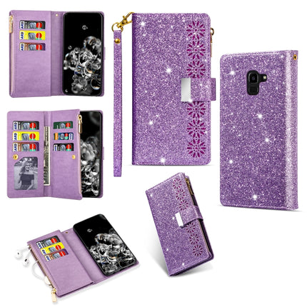 Multi-card Slots Starry Sky Laser Carving Glitter Zipper Horizontal Flip Leather Case with Holder & Wallet & Lanyard, For Samsung Galaxy J6 (2018), For Samsung Galaxy M10 / A10, For Samsung Galaxy Note 8, For Samsung Galaxy Note9