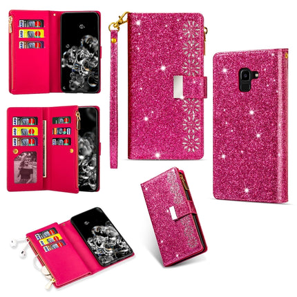 Multi-card Slots Starry Sky Laser Carving Glitter Zipper Horizontal Flip Leather Case with Holder & Wallet & Lanyard, For Samsung Galaxy J6 (2018), For Samsung Galaxy M10 / A10, For Samsung Galaxy Note 8, For Samsung Galaxy Note9