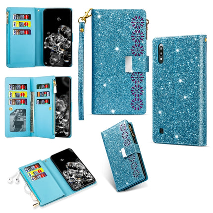 Multi-card Slots Starry Sky Laser Carving Glitter Zipper Horizontal Flip Leather Case with Holder & Wallet & Lanyard, For Samsung Galaxy J6 (2018), For Samsung Galaxy M10 / A10, For Samsung Galaxy Note 8, For Samsung Galaxy Note9