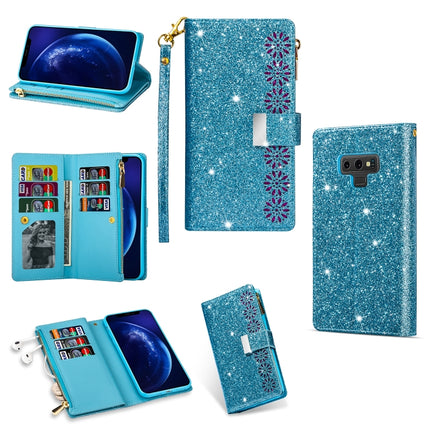 Multi-card Slots Starry Sky Laser Carving Glitter Zipper Horizontal Flip Leather Case with Holder & Wallet & Lanyard, For Samsung Galaxy J6 (2018), For Samsung Galaxy M10 / A10, For Samsung Galaxy Note 8, For Samsung Galaxy Note9