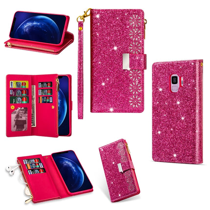 Multi-card Slots Starry Sky Laser Carving Glitter Zipper Horizontal Flip Leather Case with Holder & Wallet & Lanyard, For Samsung Galaxy S9, For Samsung Galaxy S9+, For Samsung Galaxy S10, For Samsung Galaxy S10 5G