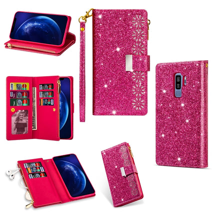 Multi-card Slots Starry Sky Laser Carving Glitter Zipper Horizontal Flip Leather Case with Holder & Wallet & Lanyard, For Samsung Galaxy S9, For Samsung Galaxy S9+, For Samsung Galaxy S10, For Samsung Galaxy S10 5G