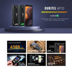 Oukitel WP32, IP68/IP69K, 5.93 inch Android 13 Unisoc Tiger T606 Octa-core, NFC, OTG, Network: 4G, 4GB+128GB