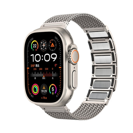 Magnetic Clasp Braided Chain Stainless Steel Watch Band, For Apple Watch Series 4 44mm, For Apple Watch Series 4 40mm, For Apple Watch Series 3 38mm, For Apple Watch Series 3 42mm, For Apple Watch Series 2 42mm, For Apple Watch Series 2 38mm