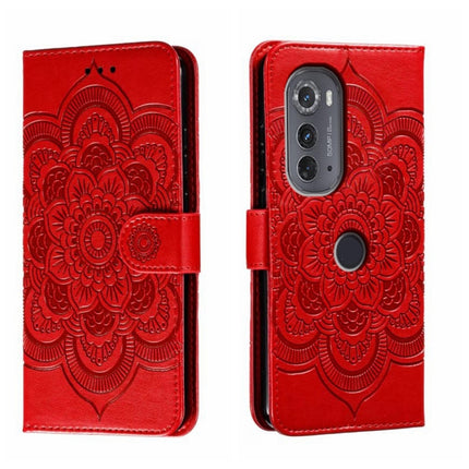 Sun Mandala Embossing Pattern Phone Leather Case, For Motorola Moto G53, For Motorola Moto E22, For Motorola Edge 2022