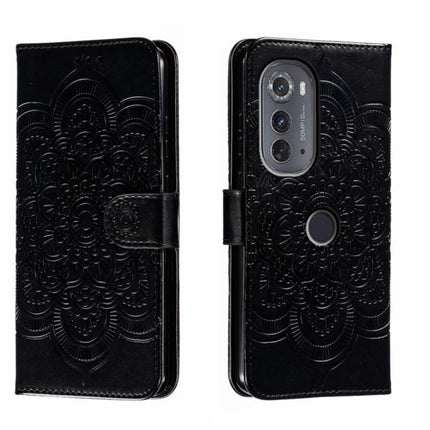 Sun Mandala Embossing Pattern Phone Leather Case, For Motorola Moto G53, For Motorola Moto E22, For Motorola Edge 2022