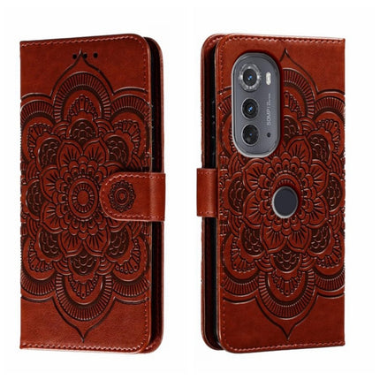 Sun Mandala Embossing Pattern Phone Leather Case, For Motorola Moto G53, For Motorola Moto E22, For Motorola Edge 2022