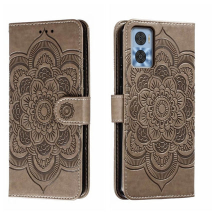 Sun Mandala Embossing Pattern Phone Leather Case, For Motorola Moto G53, For Motorola Moto E22, For Motorola Edge 2022