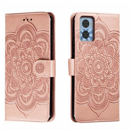 Sun Mandala Embossing Pattern Phone Leather Case, For Motorola Moto G53, For Motorola Moto E22, For Motorola Edge 2022