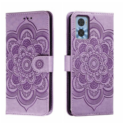Sun Mandala Embossing Pattern Phone Leather Case, For Motorola Moto G53, For Motorola Moto E22, For Motorola Edge 2022