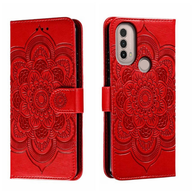 Sun Mandala Embossing Pattern Phone Leather Case, For Motorola Moto Edge 30, For Motorola Moto E40, For Motorola Moto E20
