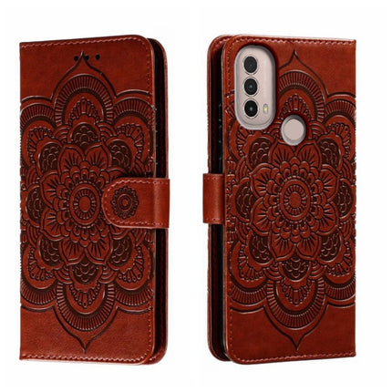 Sun Mandala Embossing Pattern Phone Leather Case, For Motorola Moto Edge 30, For Motorola Moto E40, For Motorola Moto E20