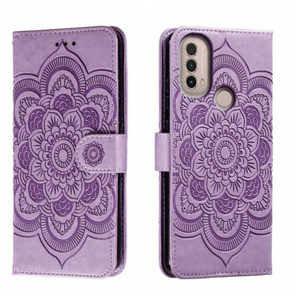 Sun Mandala Embossing Pattern Phone Leather Case, For Motorola Moto Edge 30, For Motorola Moto E40, For Motorola Moto E20