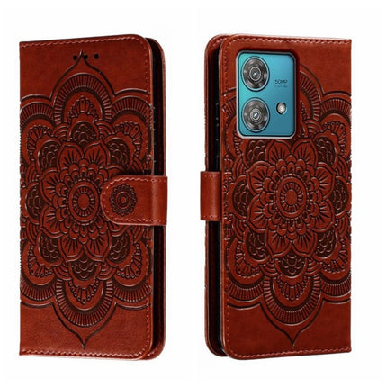 Sun Mandala Embossing Pattern Phone Leather Case, For Motorola Moto G54, For Motorola Moto Edge 40 Neo, For Motorola Edge 40 Neo