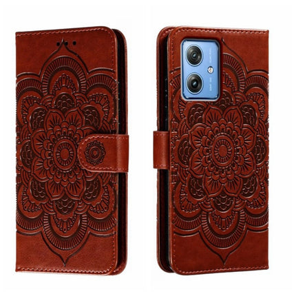 Sun Mandala Embossing Pattern Phone Leather Case, For Motorola Moto E13, For Motorola Moto G73, For Motorola Moto G 5G 2023