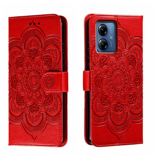 Sun Mandala Embossing Pattern Phone Leather Case, For Motorola Moto G14, For Motorola Moto Edge 40, For Motorola Edge 40