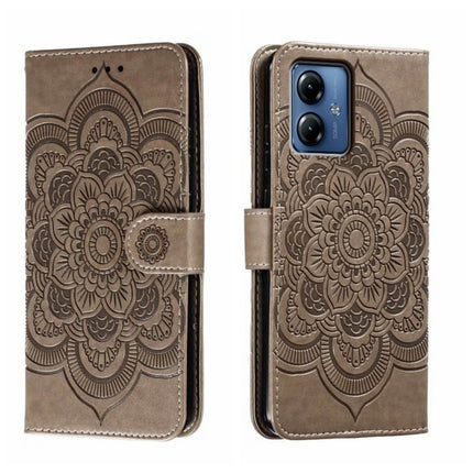 Sun Mandala Embossing Pattern Phone Leather Case, For Motorola Moto G14, For Motorola Moto Edge 40, For Motorola Edge 40