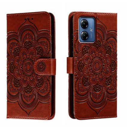 Sun Mandala Embossing Pattern Phone Leather Case, For Motorola Moto G14, For Motorola Moto Edge 40, For Motorola Edge 40