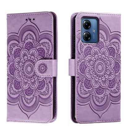 Sun Mandala Embossing Pattern Phone Leather Case, For Motorola Moto G14, For Motorola Moto Edge 40, For Motorola Edge 40
