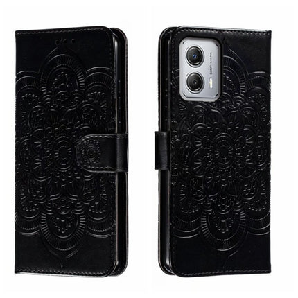 Sun Mandala Embossing Pattern Phone Leather Case, For Motorola Moto G53, For Motorola Moto E22, For Motorola Edge 2022