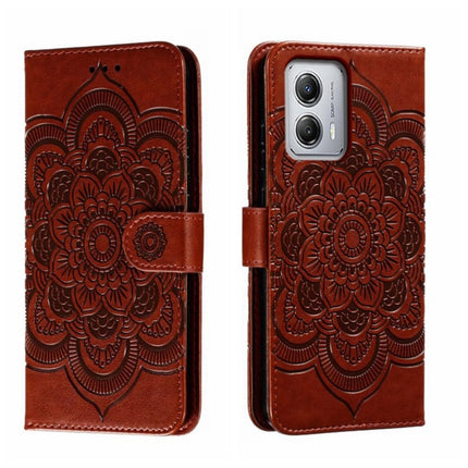 Sun Mandala Embossing Pattern Phone Leather Case, For Motorola Moto G53, For Motorola Moto E22, For Motorola Edge 2022
