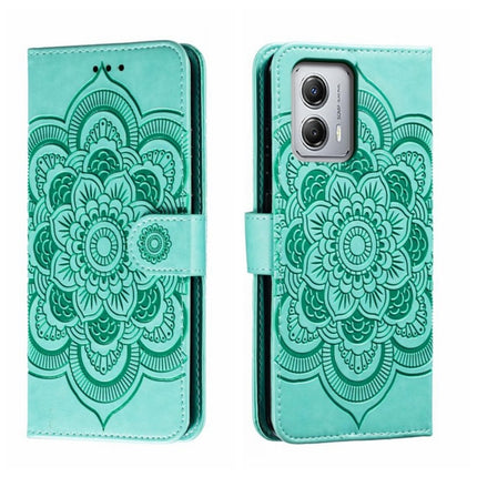 Sun Mandala Embossing Pattern Phone Leather Case, For Motorola Moto G53, For Motorola Moto E22, For Motorola Edge 2022