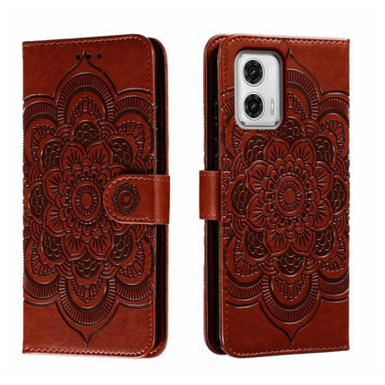 Sun Mandala Embossing Pattern Phone Leather Case, For Motorola Moto E13, For Motorola Moto G73, For Motorola Moto G 5G 2023