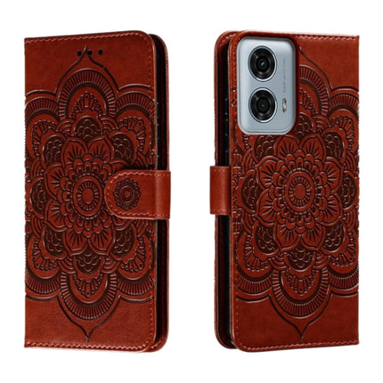 Sun Mandala Embossing Pattern Phone Leather Case, For Motorola Edge 50 Fusion, For Motorola Moto G24 Power, For Motorola Moto G34