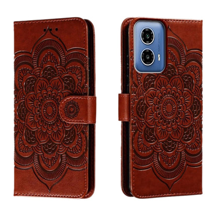 Sun Mandala Embossing Pattern Phone Leather Case, For Motorola Edge 50 Fusion, For Motorola Moto G24 Power, For Motorola Moto G34