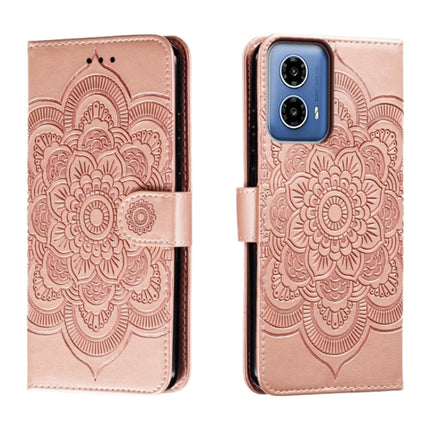Sun Mandala Embossing Pattern Phone Leather Case, For Motorola Edge 50 Fusion, For Motorola Moto G24 Power, For Motorola Moto G34