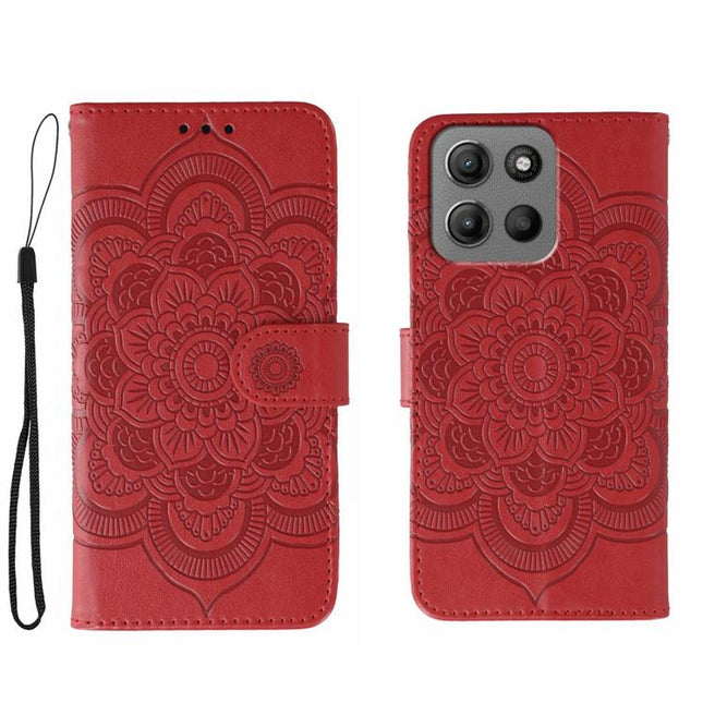 Sun Mandala Embossing Pattern Phone Leather Case, For Motorola Moto G15, For Motorola Moto G75, For Motorola Moto G35
