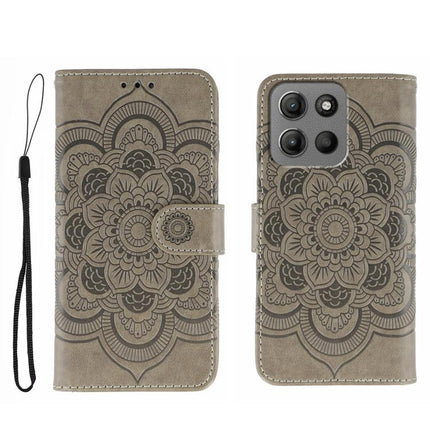 Sun Mandala Embossing Pattern Phone Leather Case, For Motorola Moto G15, For Motorola Moto G75, For Motorola Moto G35