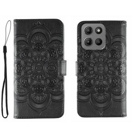 Sun Mandala Embossing Pattern Phone Leather Case, For Motorola Moto G15, For Motorola Moto G75, For Motorola Moto G35
